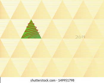 The geometric background with a christmas tree in retro style