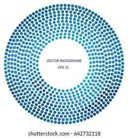 Geometric background with circle of dots. Halftone. Bright style. Empty place for headline or some text.
