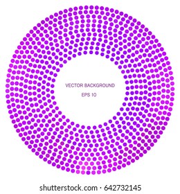 Geometric background with circle of dots. Halftone. Bright style. Empty place for headline or some text.