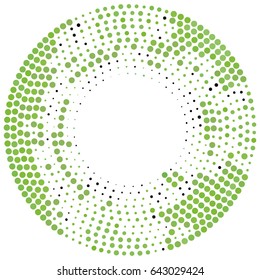 Geometric background with circle of dots. Halftone. Bright style. Empty place for headline or some text.