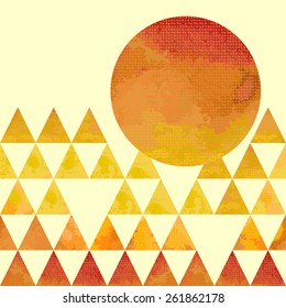 Geometric background circle & triangles. Imitation watercolor. Vector. 8