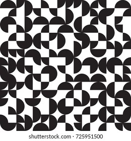 Geometric background, circles, black and white, seamless pattern, vector illustration