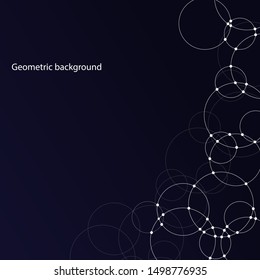 Geometric background from circles connected by dots. Vector illustration.