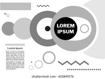 Geometric background with circles, lines and other forms. Template for covers, flyers, banners, posters and placards, presentations. Vector illustration.