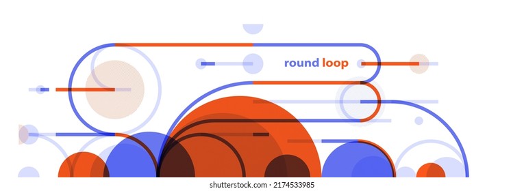Geometric background with circles and lines vector art, abstract composition technical plan, flat minimal techno system.