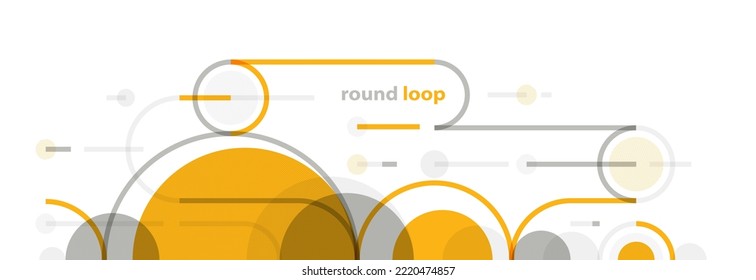 Geometric background with circles and lines vector art, abstract composition technical plan, flat minimal techno system.