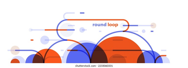 Geometric background with circles and lines vector art, abstract composition technical plan, flat minimal techno system.