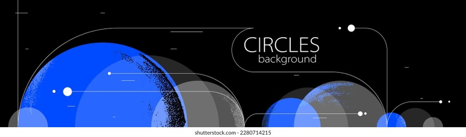 Geometric background with circles and lines vector art, abstract composition technical plan, flat minimal techno system.