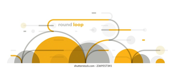 Geometric background with circles and lines vector art, abstract composition technical plan, flat minimal techno system.