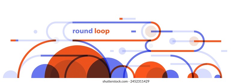 Geometric background with circles and lines vector art, abstract composition technical plan, flat minimal techno system.