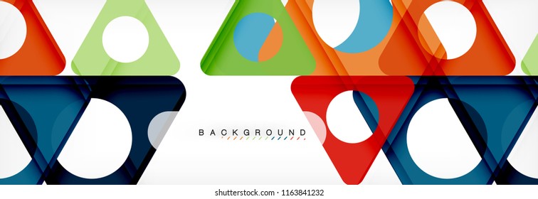 Geometrischer Hintergrund, Kreise und Dreiecke formen Banner. Vektorgrafik für Geschäftsbroschüre oder Flyer, Präsentation und Webdesign-Layout