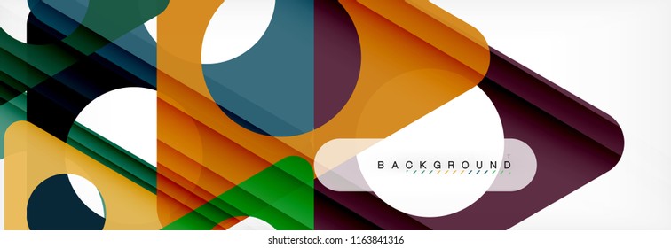 Geometrischer Hintergrund, Kreise und Dreiecke formen Banner. Vektorgrafik für Geschäftsbroschüre oder Flyer, Präsentation und Webdesign-Layout