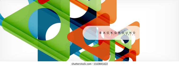 Geometric background, circles and triangles shapes banner. Vector illustration for business brochure or flyer, presentation and web design layout