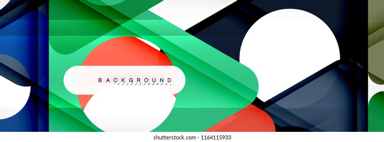 Geometric background, circles and triangles shapes banner. Vector illustration for business brochure or flyer, presentation and web design layout