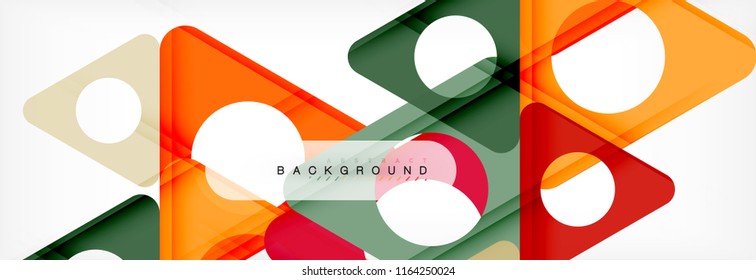 Geometric background, circles and triangles shapes banner. Vector illustration for business brochure or flyer, presentation and web design layout