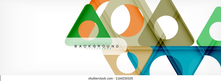Geometric background, circles and triangles shapes banner. Vector illustration for business brochure or flyer, presentation and web design layout
