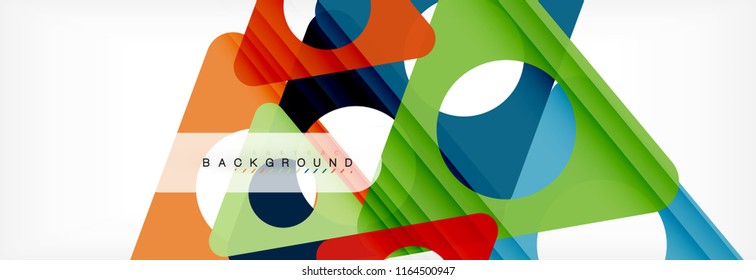 Geometric background, circles and triangles shapes banner. Vector illustration for business brochure or flyer, presentation and web design layout