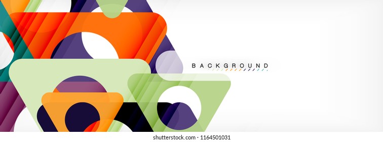 Geometric background, circles and triangles shapes banner. Vector illustration for business brochure or flyer, presentation and web design layout