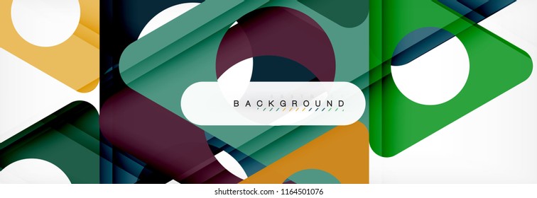 Geometric background, circles and triangles shapes banner. Vector illustration for business brochure or flyer, presentation and web design layout