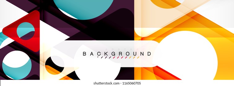 Geometric background, circles and triangles shapes banner. Vector illustration for business brochure or flyer, presentation and web design layout