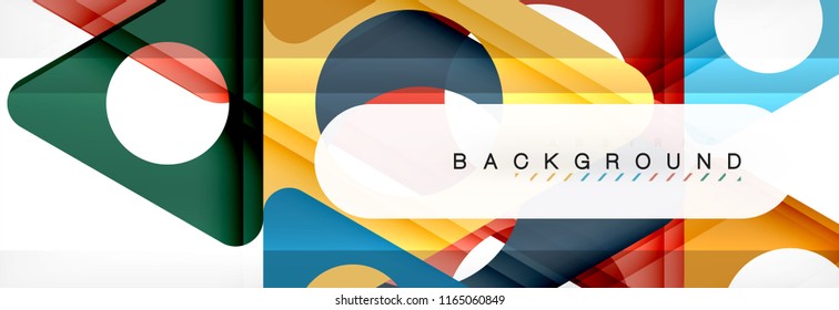 Geometric background, circles and triangles shapes banner. Vector illustration for business brochure or flyer, presentation and web design layout