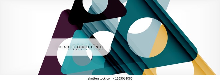 Geometric background, circles and triangles shapes banner. Vector illustration for business brochure or flyer, presentation and web design layout
