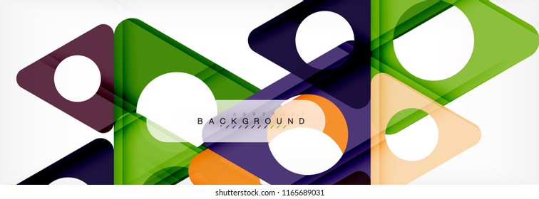 Geometrischer Hintergrund, Kreise und Dreiecke formen Banner. Vektorgrafik für Geschäftsbroschüre oder Flyer, Präsentation und Webdesign-Layout