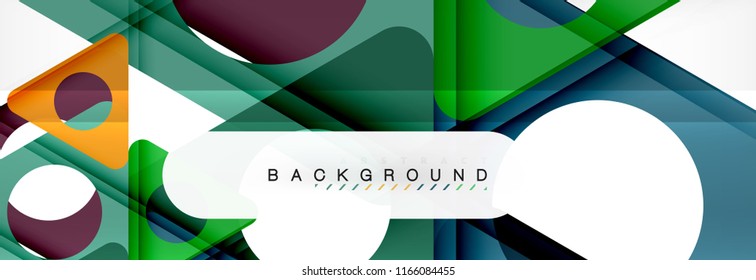 Geometric background, circles and triangles shapes banner. Vector illustration for business brochure or flyer, presentation and web design layout