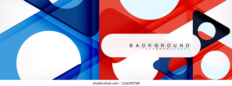 Geometric background, circles and triangles shapes banner. Vector illustration for business brochure or flyer, presentation and web design layout