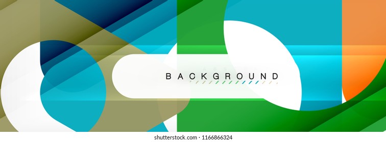 Banner de fondo geométrico, círculos y triángulos. Ilustración de vectores para folletos o volantes de negocios, presentación y diseño web