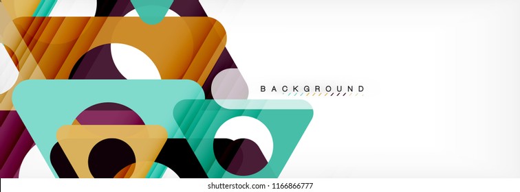 Geometric background, circles and triangles shapes banner. Vector illustration for business brochure or flyer, presentation and web design layout