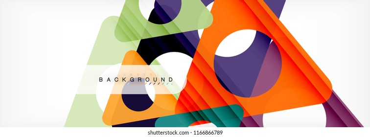 Geometric background, circles and triangles shapes banner. Vector illustration for business brochure or flyer, presentation and web design layout