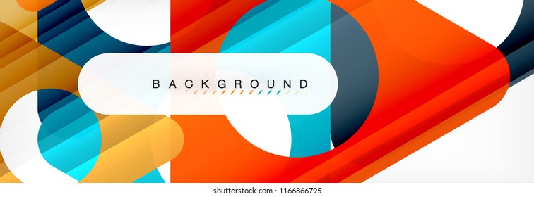 Geometric background, circles and triangles shapes banner. Vector illustration for business brochure or flyer, presentation and web design layout