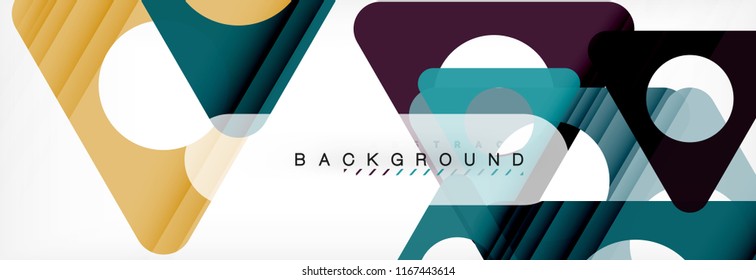 Geometrischer Hintergrund, Kreise und Dreiecke formen Banner. Vektorgrafik für Geschäftsbroschüre oder Flyer, Präsentation und Webdesign-Layout