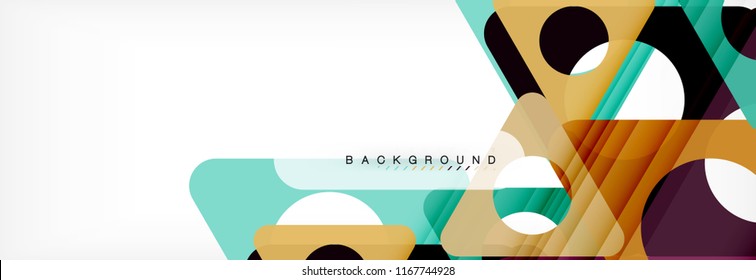 Geometric background, circles and triangles shapes banner. Vector illustration for business brochure or flyer, presentation and web design layout