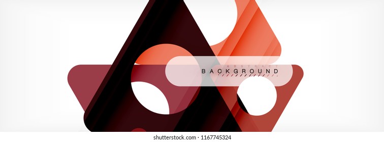 Banner de fondo geométrico, círculos y triángulos. Ilustración de vectores para folletos o volantes de negocios, presentación y diseño web