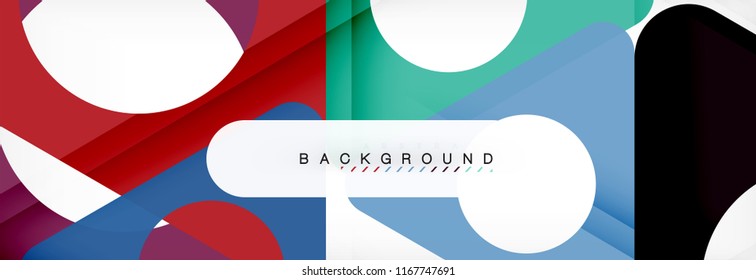 Geometric background, circles and triangles shapes banner. Vector illustration for business brochure or flyer, presentation and web design layout