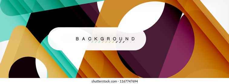 Geometric background, circles and triangles shapes banner. Vector illustration for business brochure or flyer, presentation and web design layout