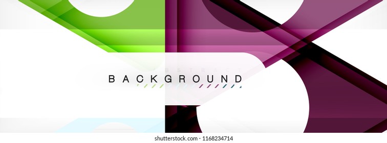 Banner de fondo geométrico, círculos y triángulos. Ilustración de vectores para folletos o volantes de negocios, presentación y diseño web