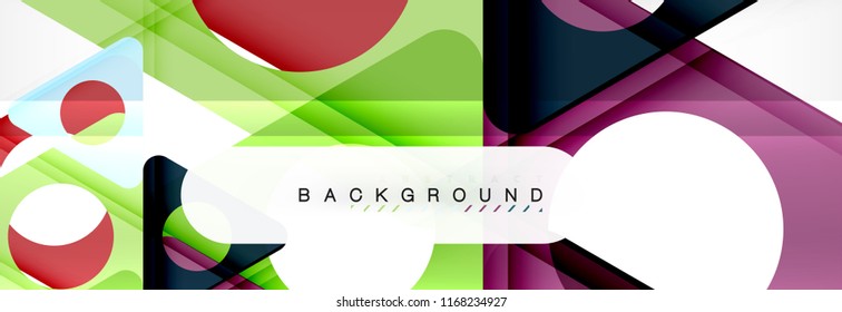 Geometric background, circles and triangles shapes banner. Vector illustration for business brochure or flyer, presentation and web design layout