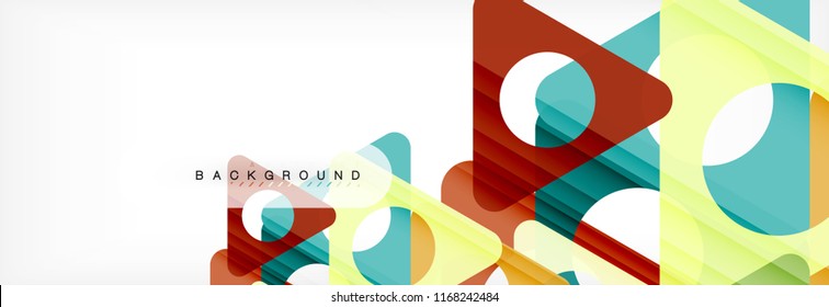 Banner de fondo geométrico, círculos y triángulos. Ilustración de vectores para folletos o volantes de negocios, presentación y diseño web