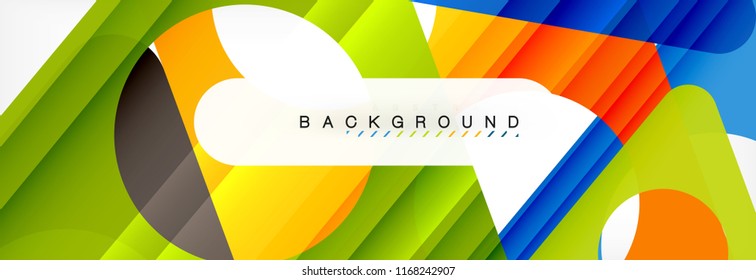 Geometrischer Hintergrund, Kreise und Dreiecke formen Banner. Vektorgrafik für Geschäftsbroschüre oder Flyer, Präsentation und Webdesign-Layout