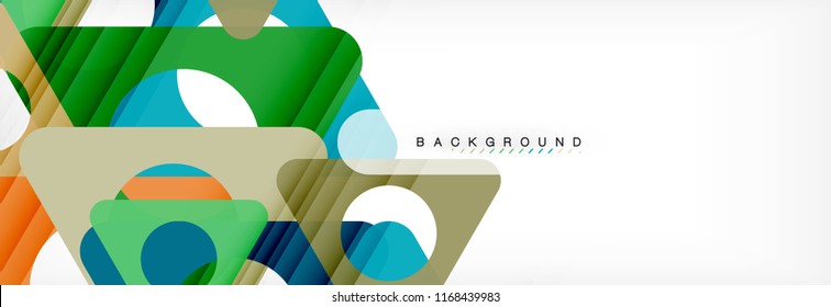 Geometric background, circles and triangles shapes banner. Vector illustration for business brochure or flyer, presentation and web design layout