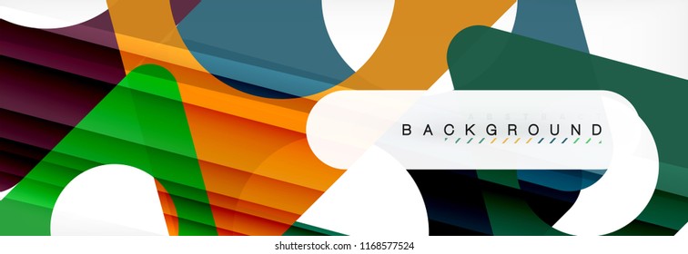 Banner de fondo geométrico, círculos y triángulos. Ilustración de vectores para folletos o volantes de negocios, presentación y diseño web
