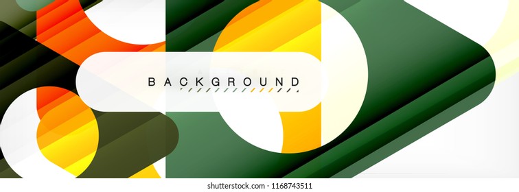 Banner de fondo geométrico, círculos y triángulos. Ilustración de vectores para folletos o volantes de negocios, presentación y diseño web