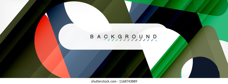 Geometrischer Hintergrund, Kreise und Dreiecke formen Banner. Vektorgrafik für Geschäftsbroschüre oder Flyer, Präsentation und Webdesign-Layout