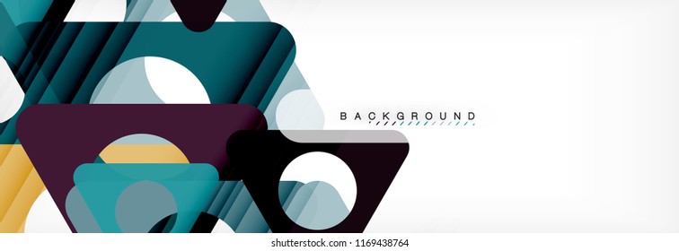 Geometric background, circles and triangles shapes banner. Vector illustration for business brochure or flyer, presentation and web design layout