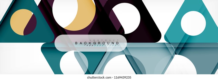 Geometric background, circles and triangles shapes banner. Vector illustration for business brochure or flyer, presentation and web design layout