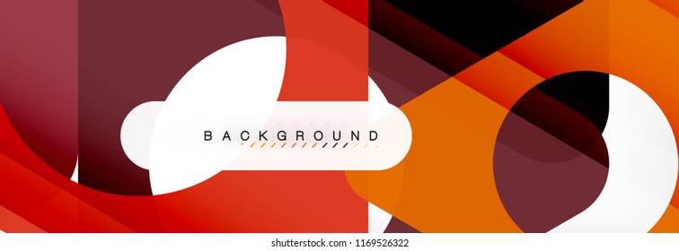 Banner de fondo geométrico, círculos y triángulos. Ilustración de vectores para folletos o volantes de negocios, presentación y diseño web