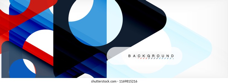 Geometric background, circles and triangles shapes banner. Vector illustration for business brochure or flyer, presentation and web design layout